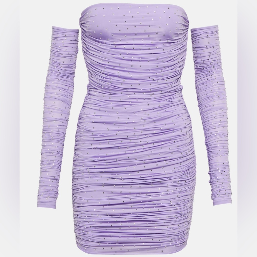 Crystal-embellished jersey minidress